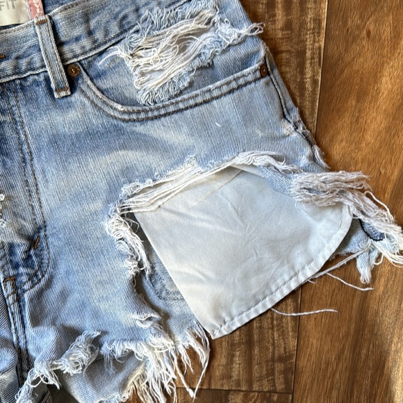 Levi's Light Blue Distressed Jean Shorts - Picture 3 of 8